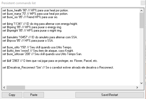 imagem do opções customizáveis dos icons do JOB Scripts