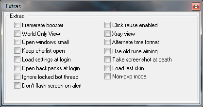 imagem do Menu &quot;Extras&quot; do ElfBot