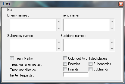 imagem do Menu &quot;lists&quot; do ElfBot
